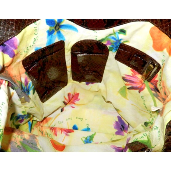 Carlos Falchi Fatto a Mano Shoulder Handbag Purse Brown Snakeskin Reptile Print - Picture 5 of 10